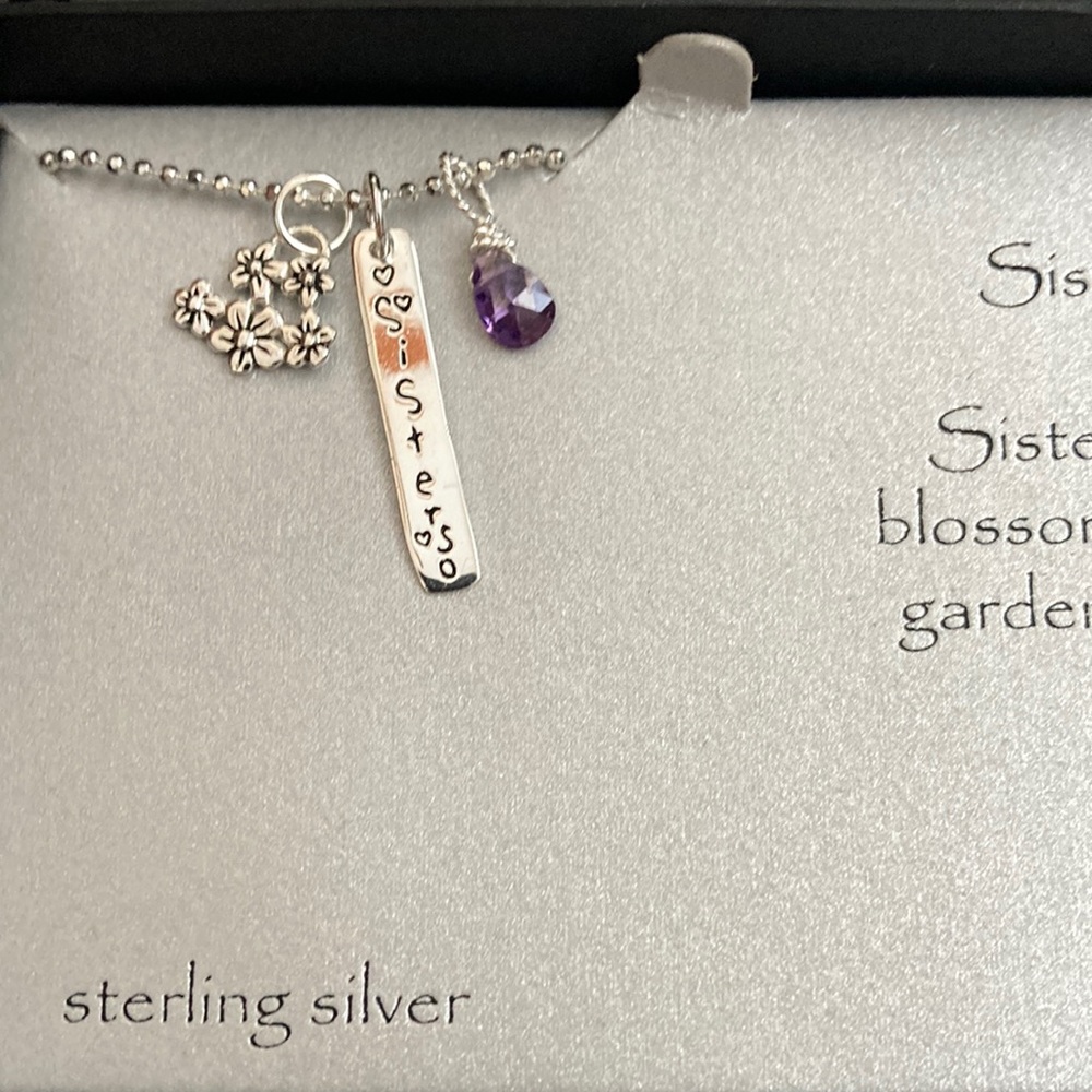Sisters necklace sterling with amethyst